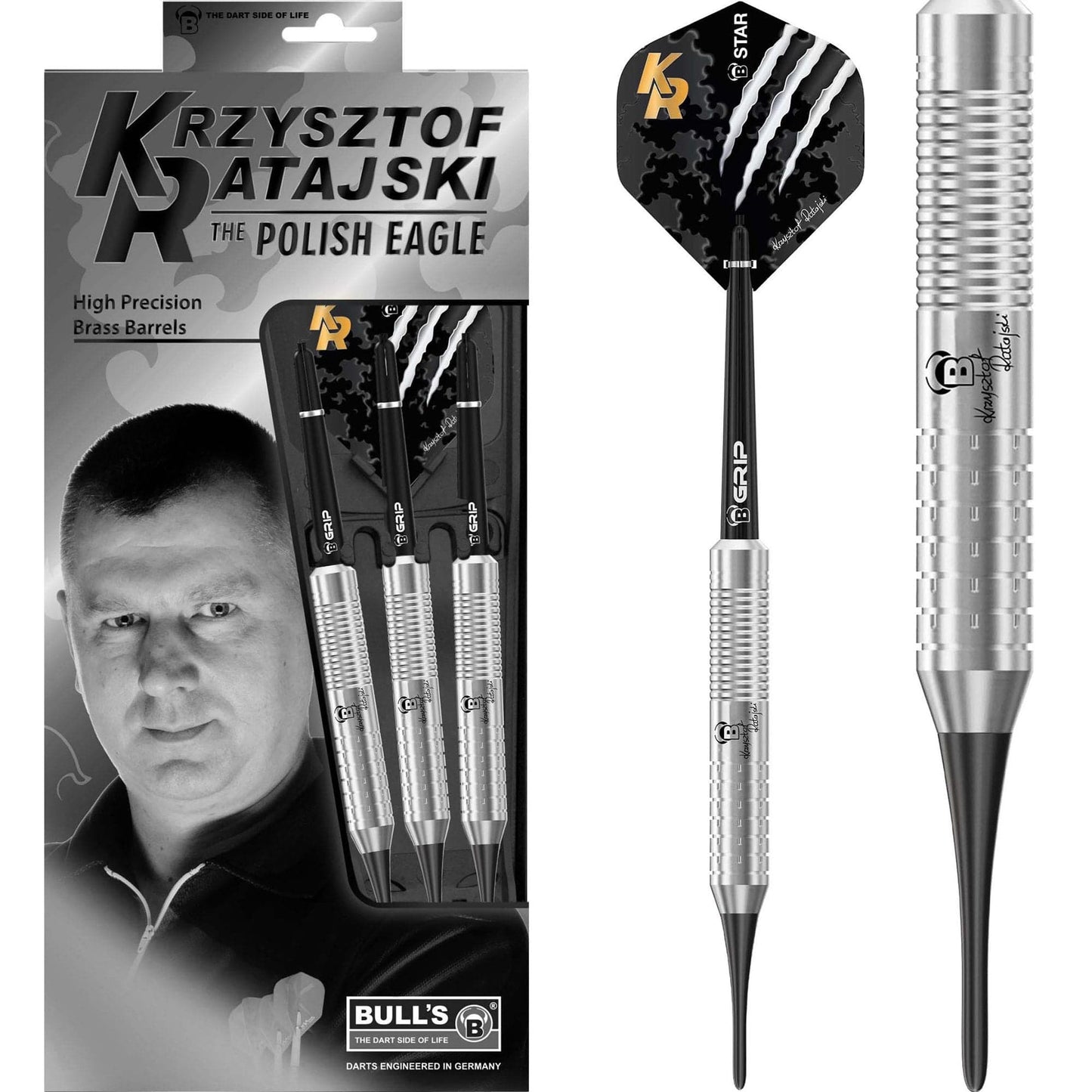 BULL'S Krzysztof Ratajski Darts - Soft Tip - The Polish Eagle - Brass - Silver 18g