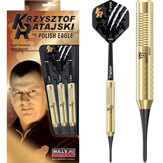 BULL'S Krzysztof Ratajski Darts - Soft Tip - The Polish Eagle - Brass - Gold 18g