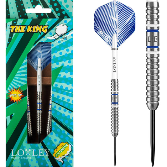 Loxley The King Darts - Steel Tip - Dot Grip - Blue & White Ring - 24g 24g