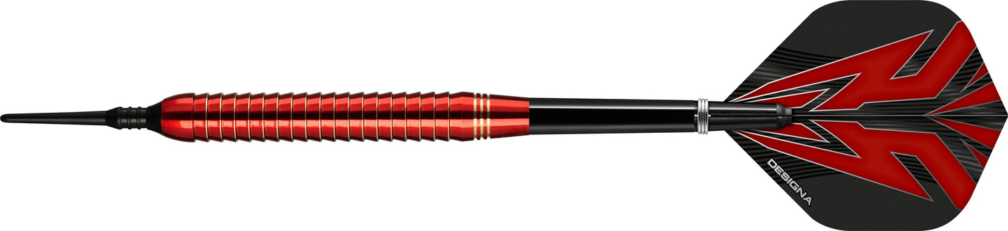 Designa Mako Darts - Soft Tip Electro Brass - Shark Grip - Red