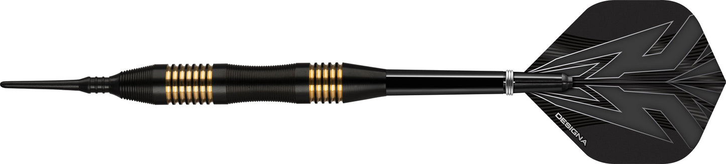 Designa Mako Darts - Soft Tip Electro Brass - Micro Grip - Black 21g