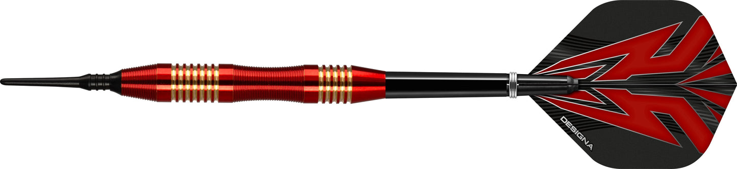 Designa Mako Darts - Soft Tip Electro Brass - Micro Grip - Red 21g