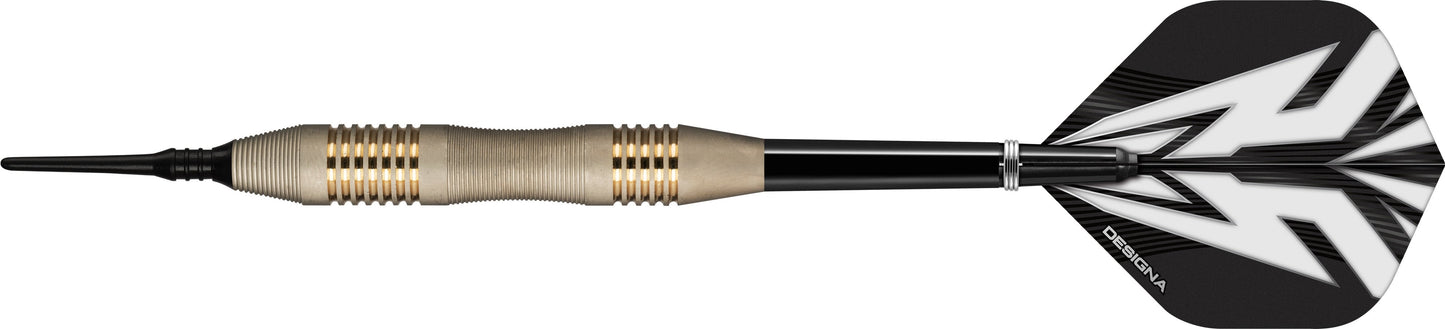 Designa Mako Darts - Soft Tip Electro Brass - Micro Grip - Silver 21g