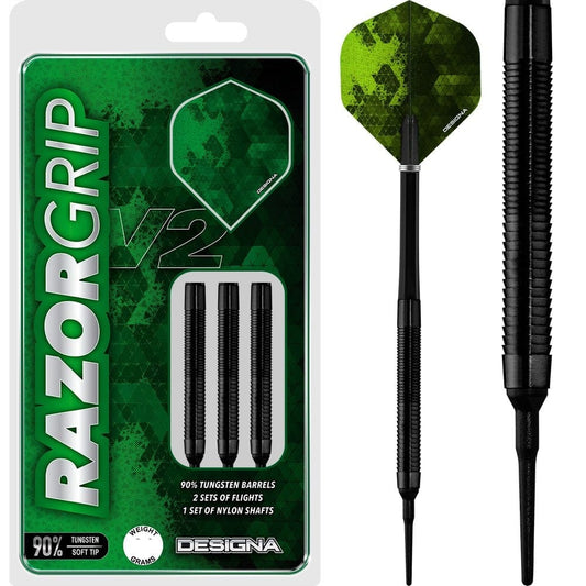 Designa Razor Grip V2 Soft Tip Darts - M4 - Black 20g