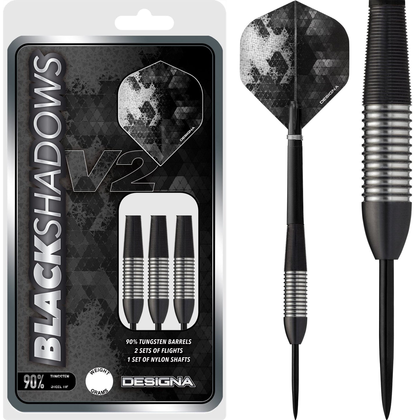 Designa Black Shadow V2 Darts - Steel Tip - M2 22g