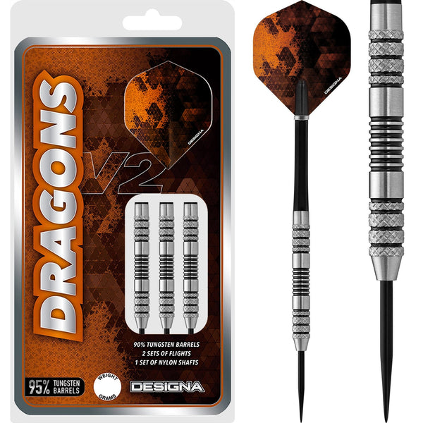 *Designa Dragons 95 V2 Darts - Steel Tip - Knurled
