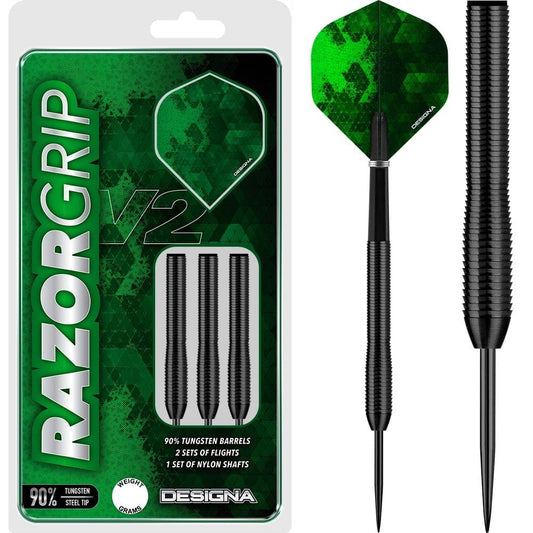 Designa Razor Grip V2 Darts - Steel Tip - M1 - Black 21g