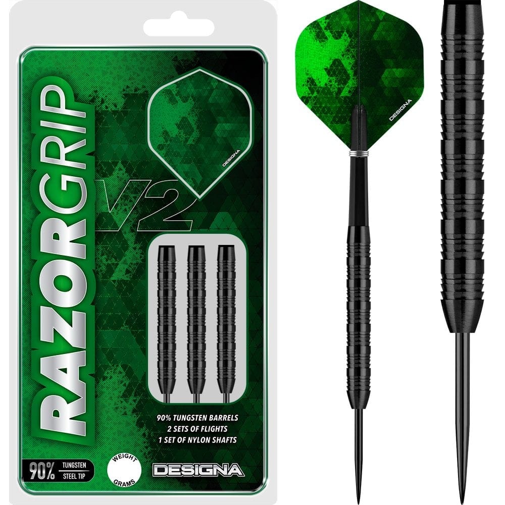 Designa Razor Grip V2 Darts - Steel Tip - M2 - Black 22g
