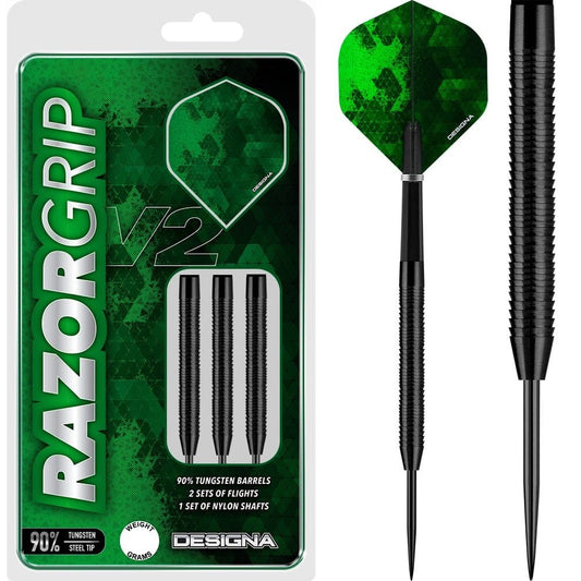 Designa Razor Grip V2 Darts - Steel Tip - M3 - Black 21g