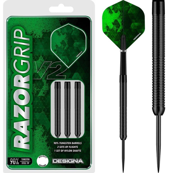 *Designa Razor Grip V2 Darts - Steel Tip - M4 - Black