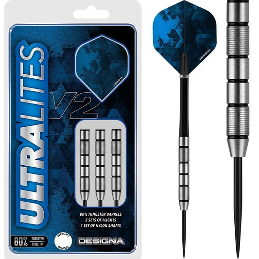 Designa Ultralites V2 Darts - Steel Tip - M1 - Twin Micro Grip - 18g 18gPERS