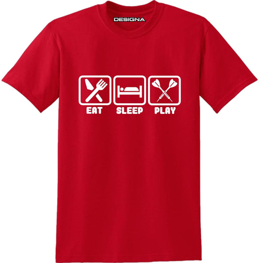 T Shirt - Humour Dart T-Shirt - Red - Eat Sleep Play Darts