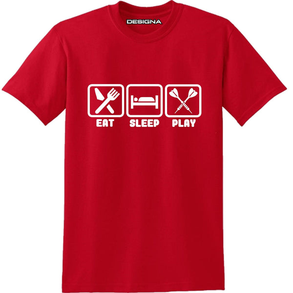 T Shirt - Humour Dart T-Shirt - Red - Eat Sleep Play Darts