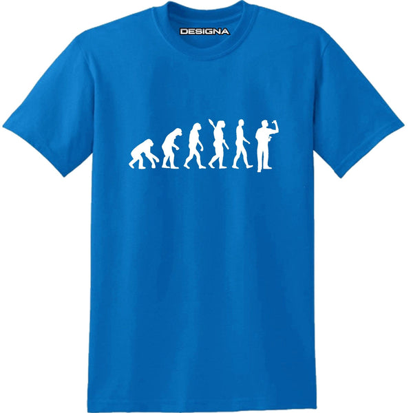 T Shirt - Humour Dart T-Shirt - Blue - Evolution of a Dart Player
