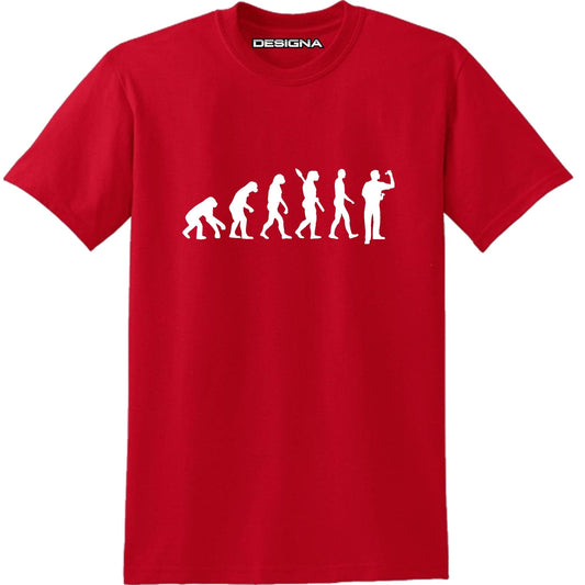 T Shirt - Humour Dart T-Shirt - Red - Evolution of a Dart Player