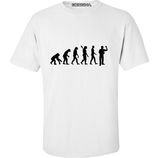 T Shirt - Humour Dart T-Shirt - White - Evolution of a Dart Player