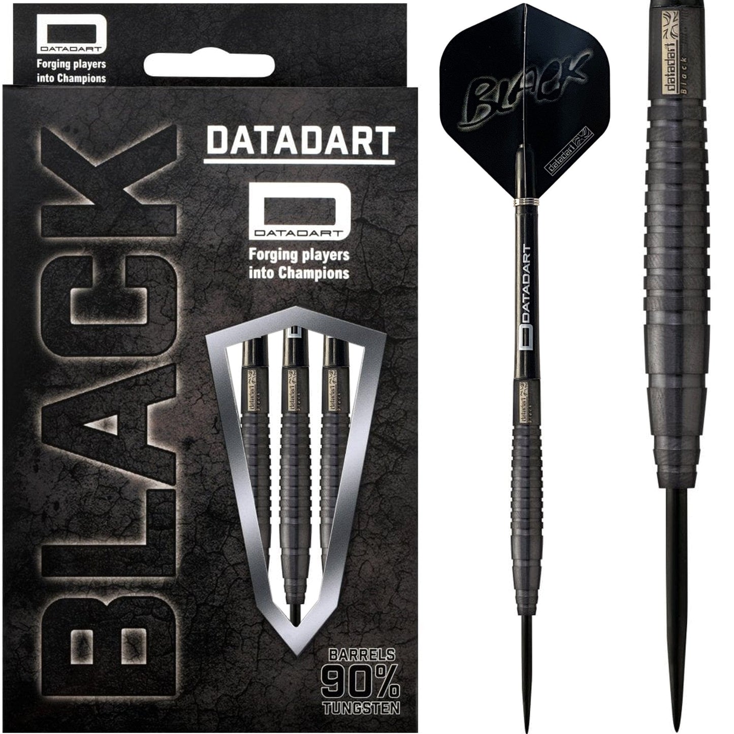 Datadart Black Darts - Steel Tip - Titanium Matt - Straight - S2 22g