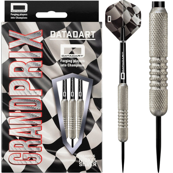 Datadart Grand Prix Darts - Steel Tip Nickel Silver - Knurled - 18g