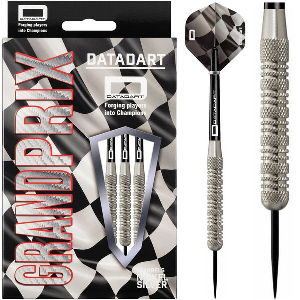 Datadart Grand Prix Darts - Steel Tip Nickel Silver - Knurled - 20g