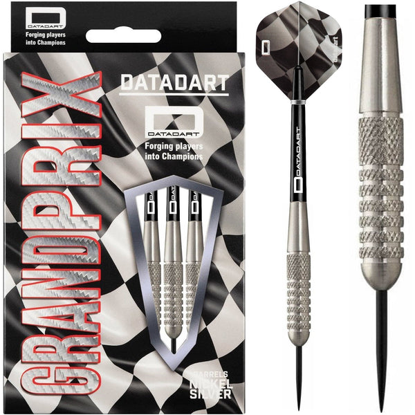 Datadart Grand Prix Darts - Steel Tip Nickel Silver - Knurled - 22g