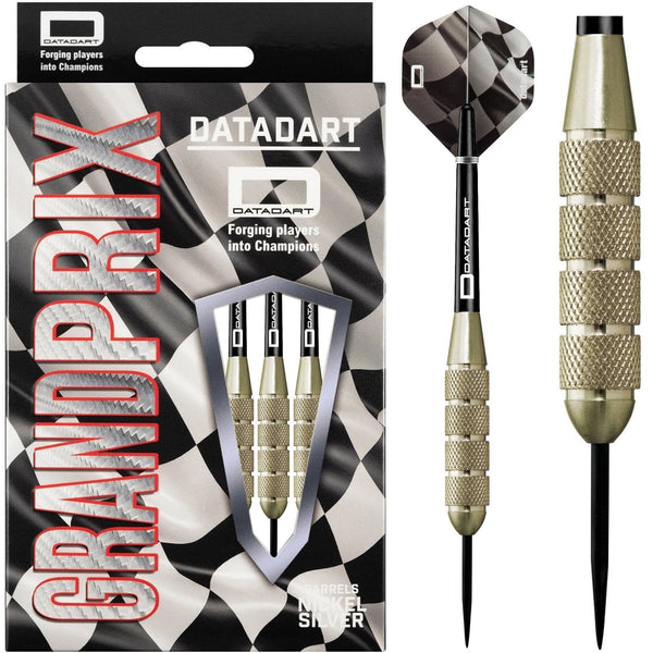 Datadart Grand Prix Darts - Steel Tip Nickel Silver - Knurled - 26g