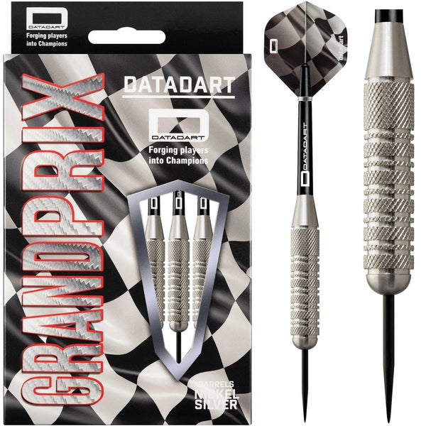 Datadart Grand Prix Darts - Steel Tip Nickel Silver - Knurled - 28g