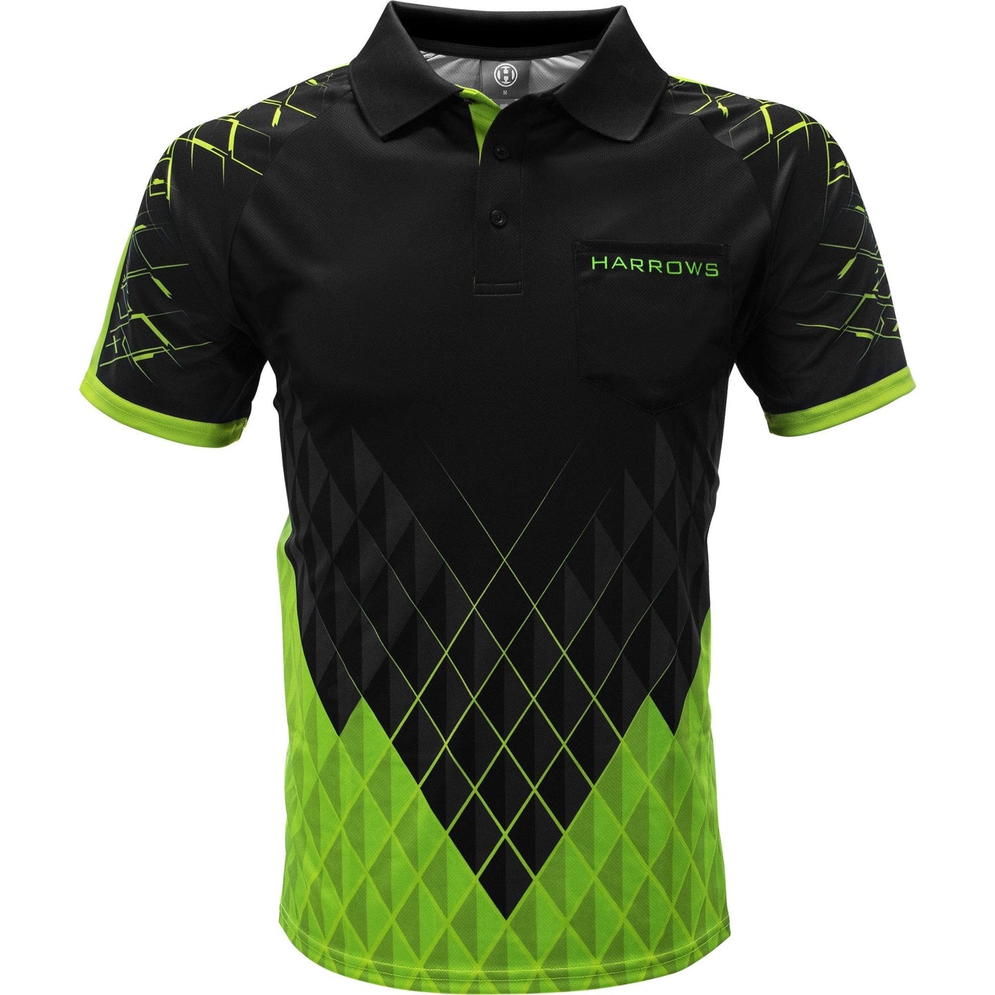 Harrows Paragon Dart Shirt - with Pocket - Black & Green 2XL