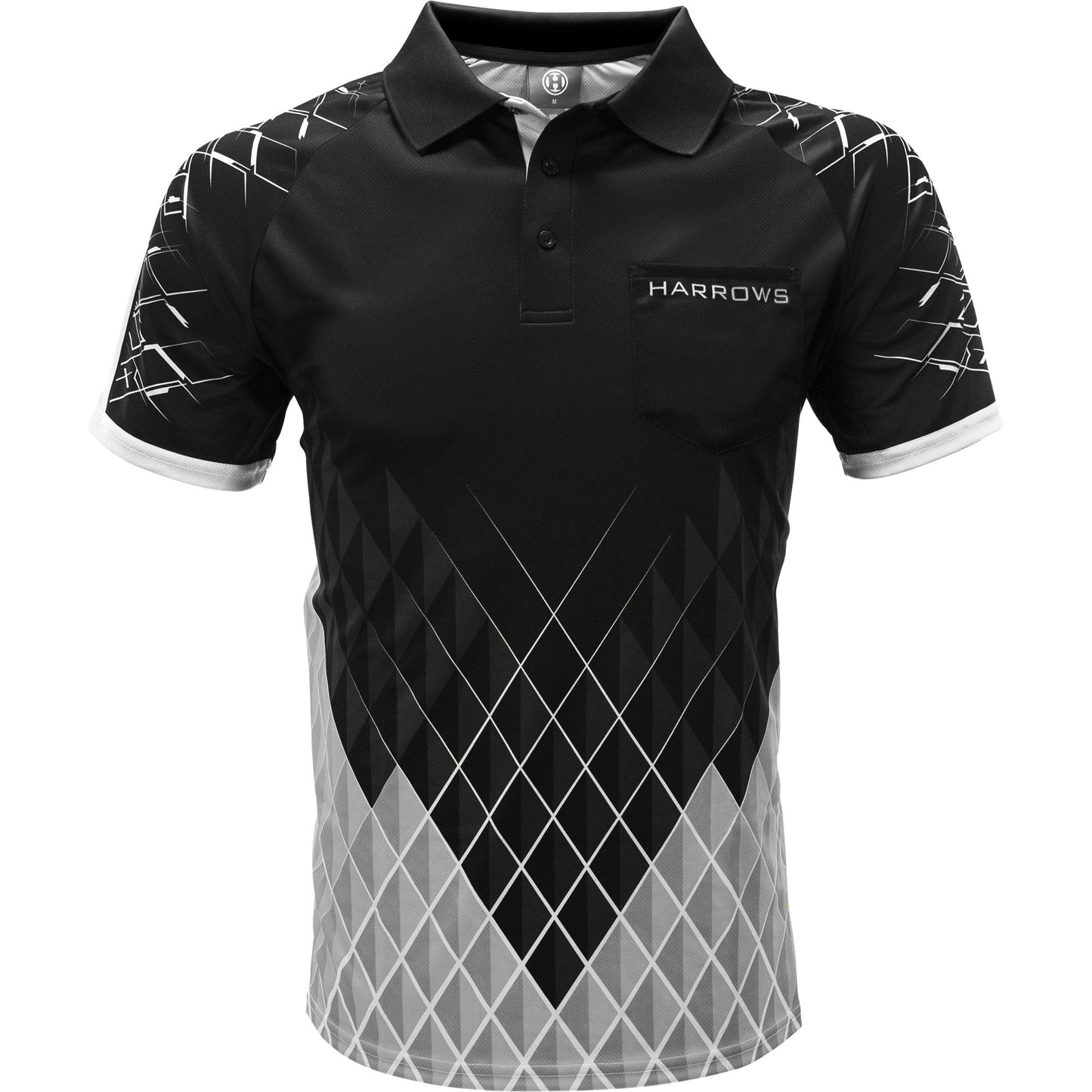 Harrows Paragon Dart Shirt - with Pocket - Black & White 2XL