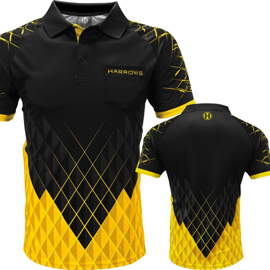 Harrows Paragon Dart Shirt - with Pocket - Black & Yellow