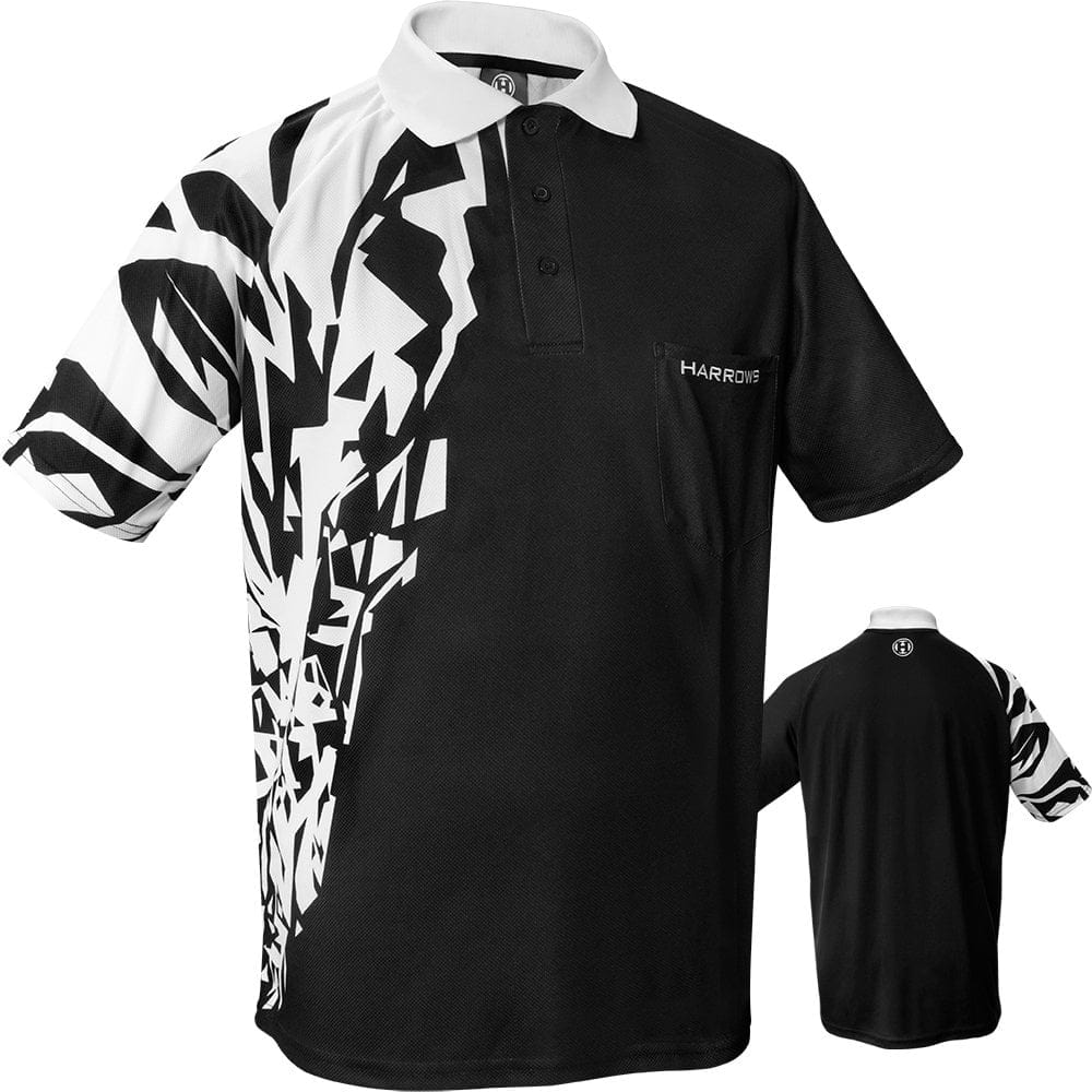 *Harrows Rapide Dart Shirt - with Pocket - Black & White 2XL