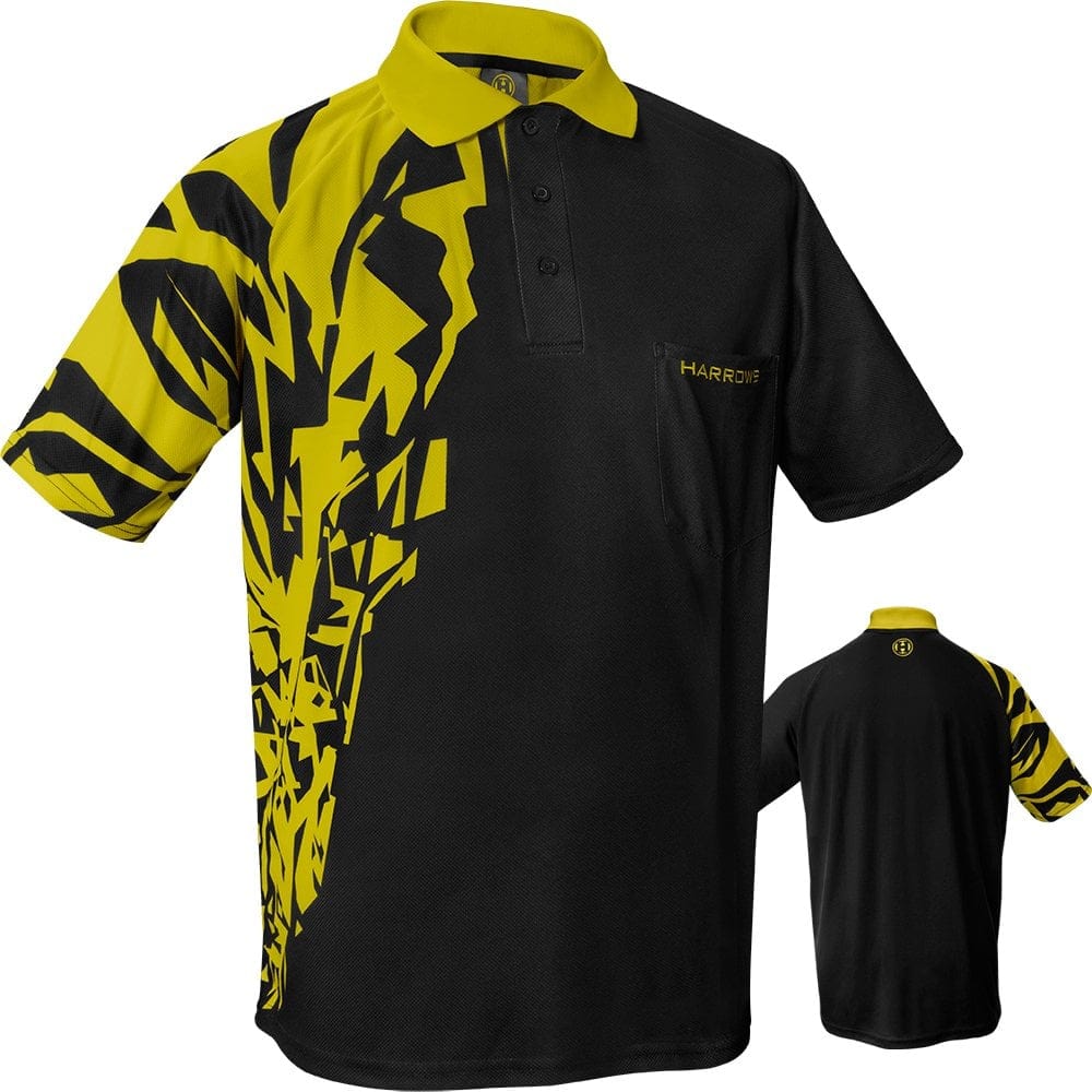 *Harrows Rapide Dart Shirt - with Pocket - Black & Yellow 2XL