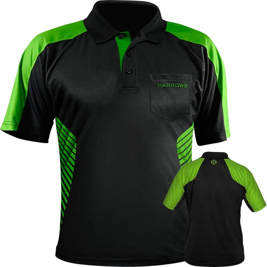 *Harrows Vivid Dart Shirt - with Pocket - Black & Green 2XL