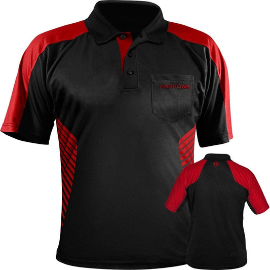*Harrows Vivid Dart Shirt - with Pocket - Black & Fire Red 2XL