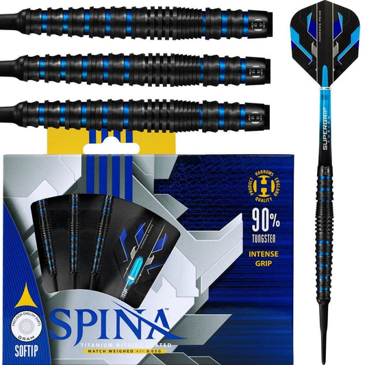 Harrows Spina Darts - Soft Tip Tungsten - Black Blue 18g