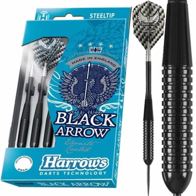 Harrows Black Arrow Darts - Steel Tip Ebonite Brass - Ringed - 21g 21g