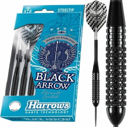 Harrows Black Arrow Darts - Steel Tip Ebonite Brass - Knurled - 25g 25g