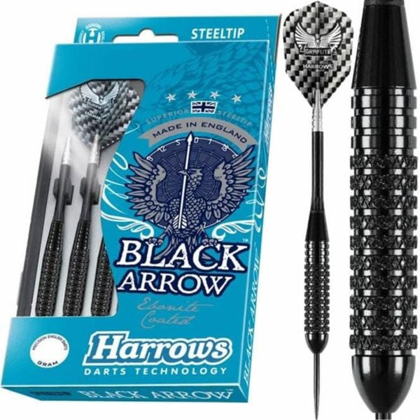 Harrows Black Arrow Darts - Steel Tip Ebonite Brass - Knurled - 25g