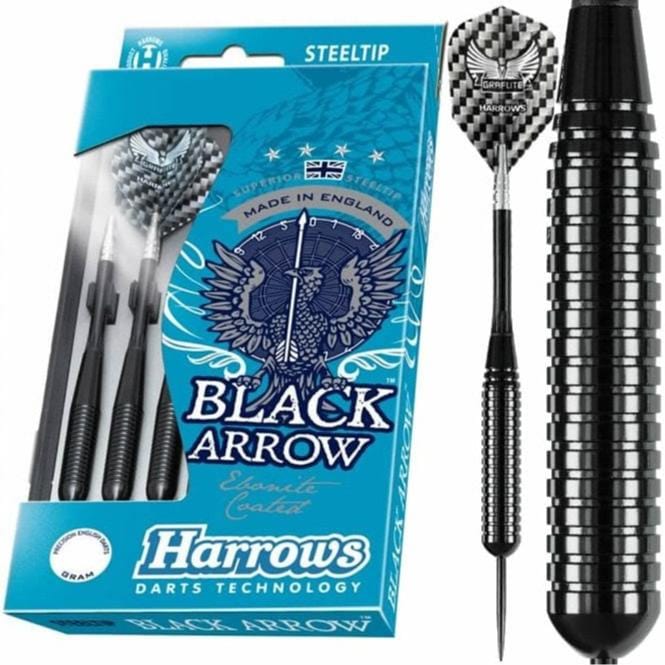 Harrows Black Arrow Darts - Steel Tip Ebonite Brass - Ringed - 26g 26g