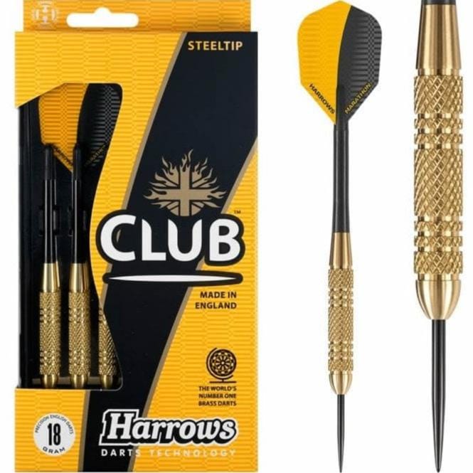 Harrows Club Brass Darts - Steel Tip - Solid Precision Brass - S01- 18g 18g