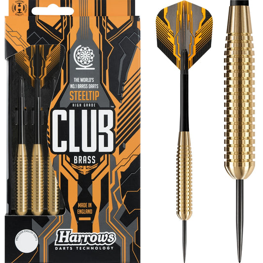 Harrows Club Brass Darts - Steel Tip - Solid Precision Brass - S08 - 23g 23g