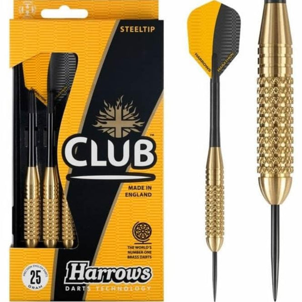 Harrows Club Brass Darts - Steel Tip - Solid Precision Brass - 25g