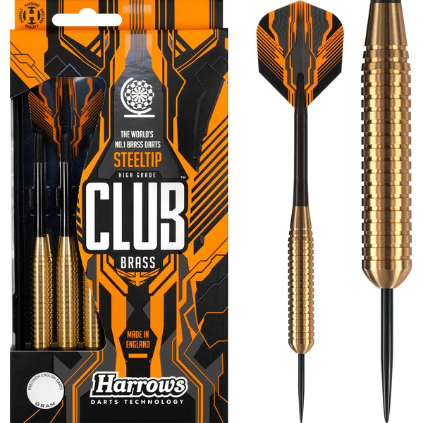 Harrows Club Brass Darts - Steel Tip - Solid Precision Brass - 26g