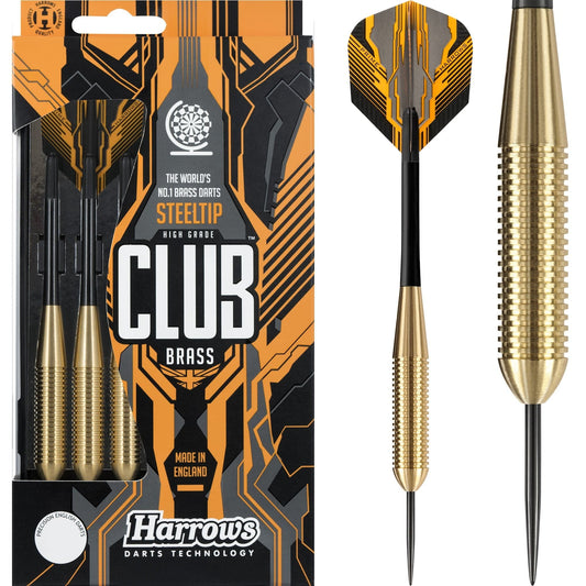 Harrows Club Brass Darts - Steel Tip - Solid Precision Brass - 27g 27g