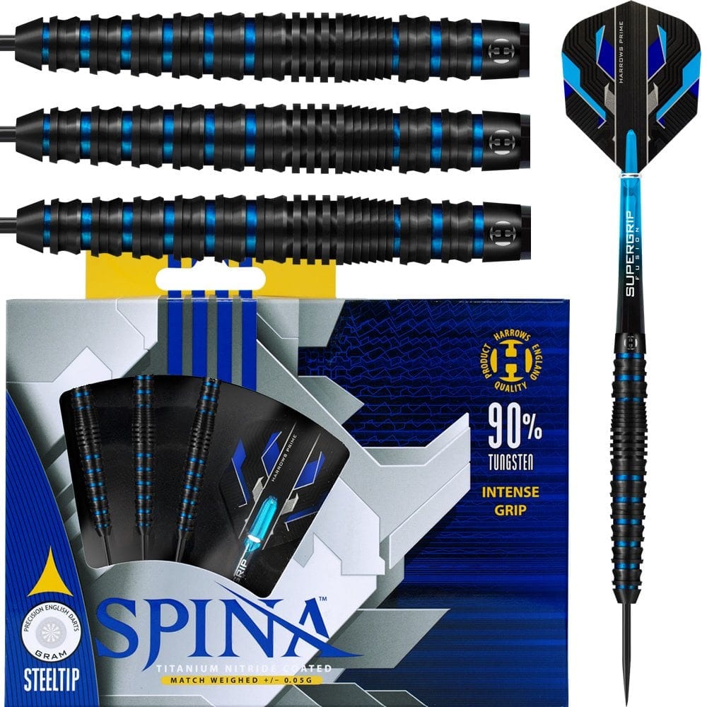 Harrows Spina Darts - Steel Tip - Black & Blue 21g