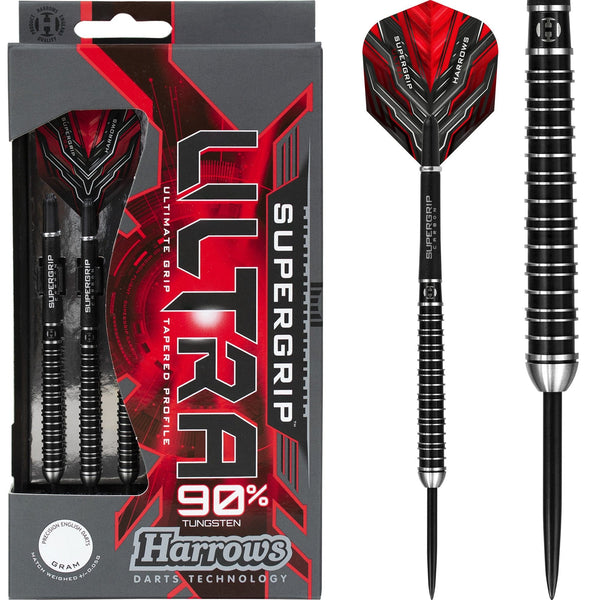 Harrows Supergrip Ultra Darts - Steel Tip - Black