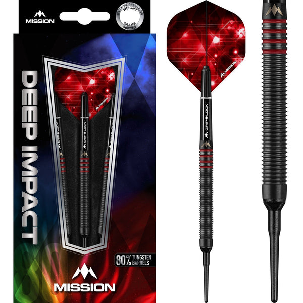 Mission Deep Impact Darts - Soft Tip - Black - M3 - Red