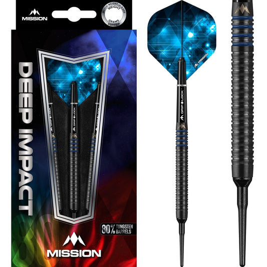 Mission Deep Impact Darts - Soft Tip - Black - M4 - Blue 19g