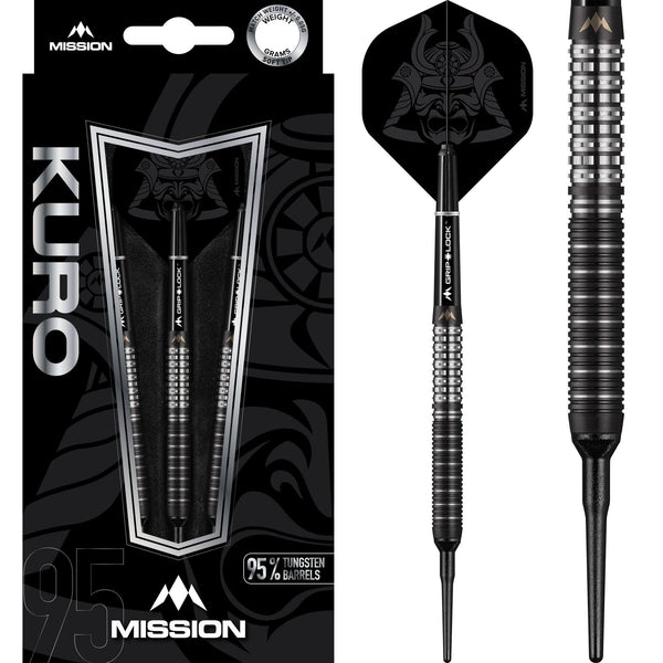Mission Kuro Darts - Soft Tip - Black - M1 - Rear Sabre Grip