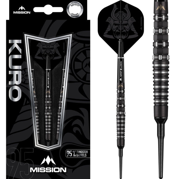 *Mission Kuro Darts - Soft Tip - Black - M3 - Rear Iso-Grip