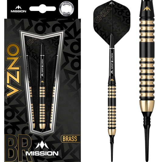 Mission Onza Darts - Soft Tip Brass - M4 - Black & Gold 19g